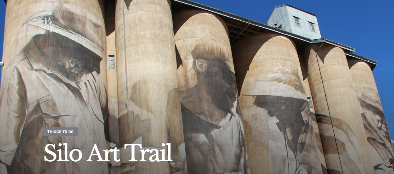 Silo Art Trail mural painted on grain silos in regional Victoria