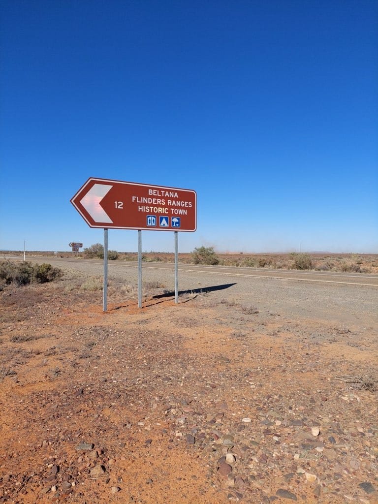 Signage and entrance to Beltana Town Camp camping facilities