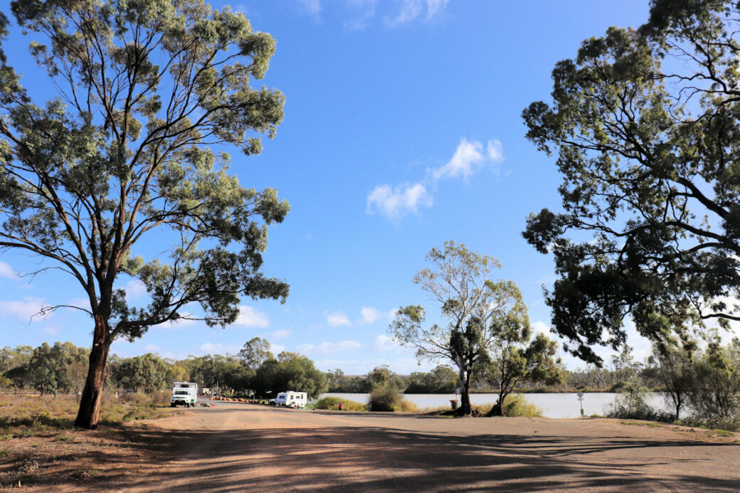 Murray River waterway with calm waters at Walker Flat camping area