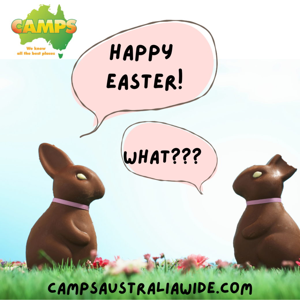 Happy Easter camping humor illustration