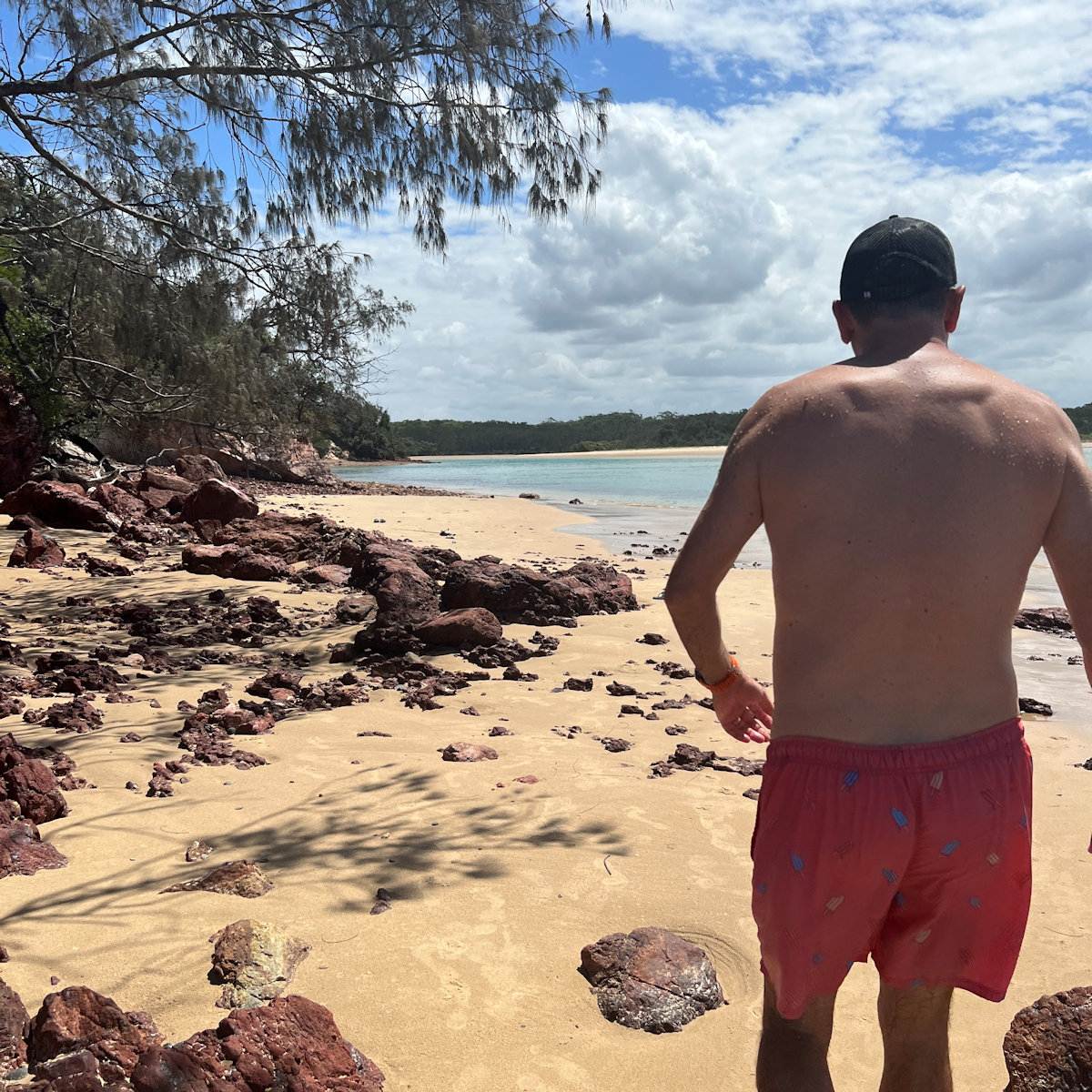 Clear shallow waters perfect for swimming at Little Beach, Red Rock NSW