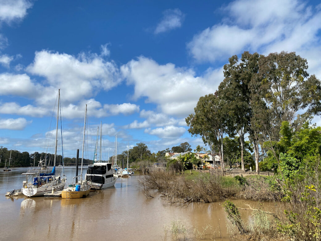 Scenic view of Mary River waterfront near free camping area in Maryborough Queensland