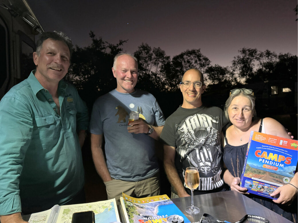 Camping setup at Nillibubbica Rest Area between Broome and Derby in the Kimberley region