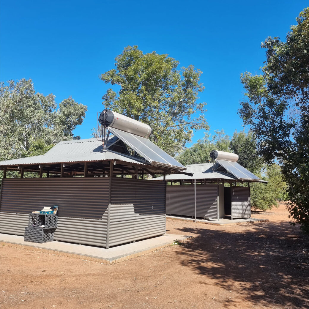 Camping setup with awning at Windjana Gorge campsite, Western Australia