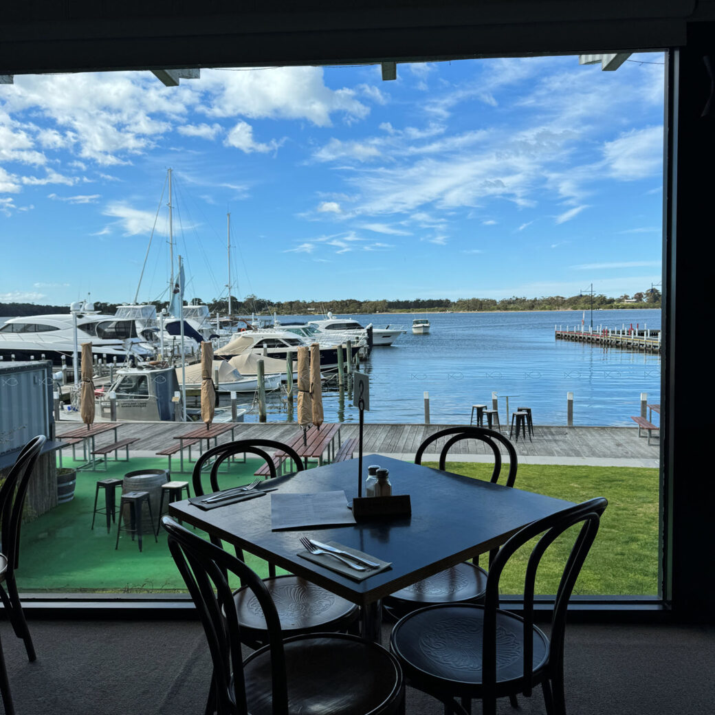 Metung Hotel waterfront deck overlooking the Gippsland Lakes