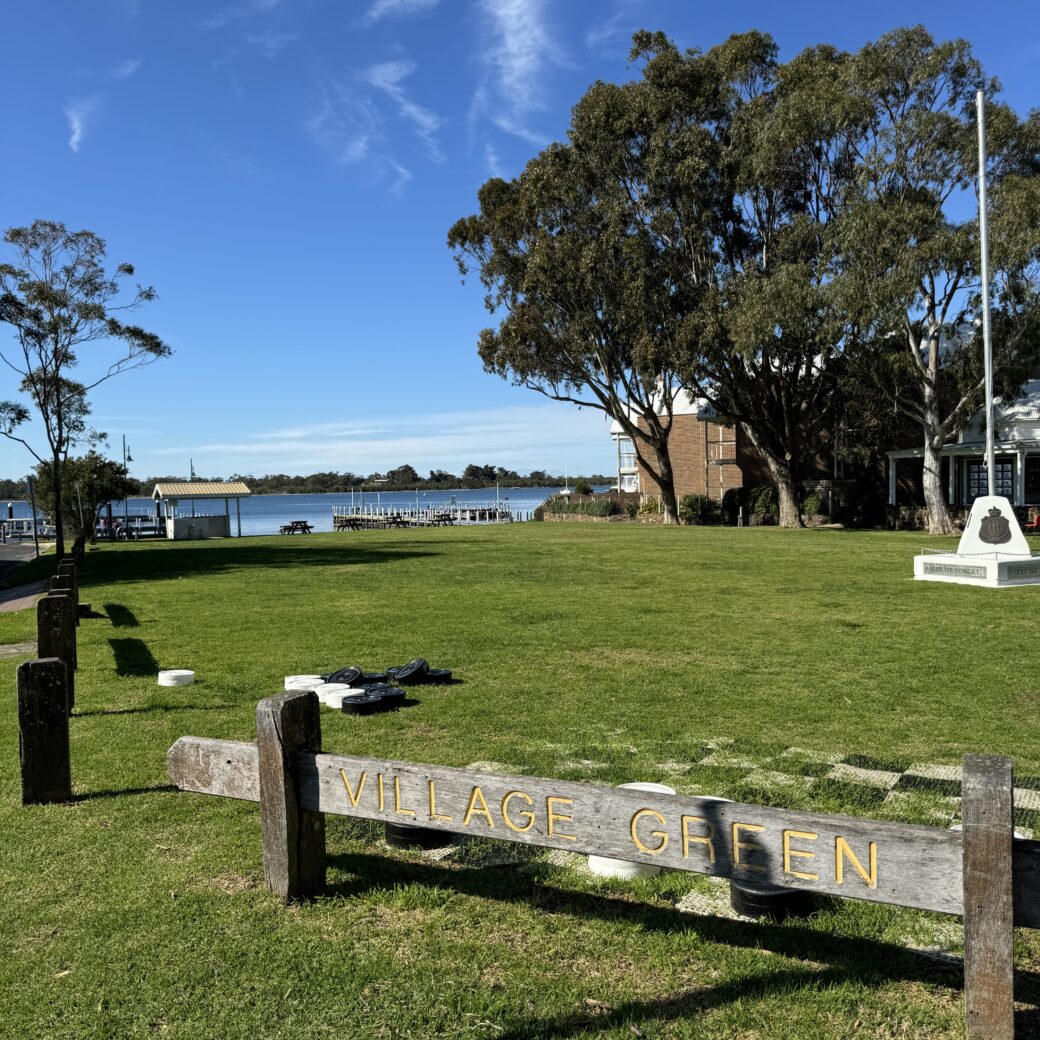 Village Green park in Metung with lakeside views and picnic facilities
