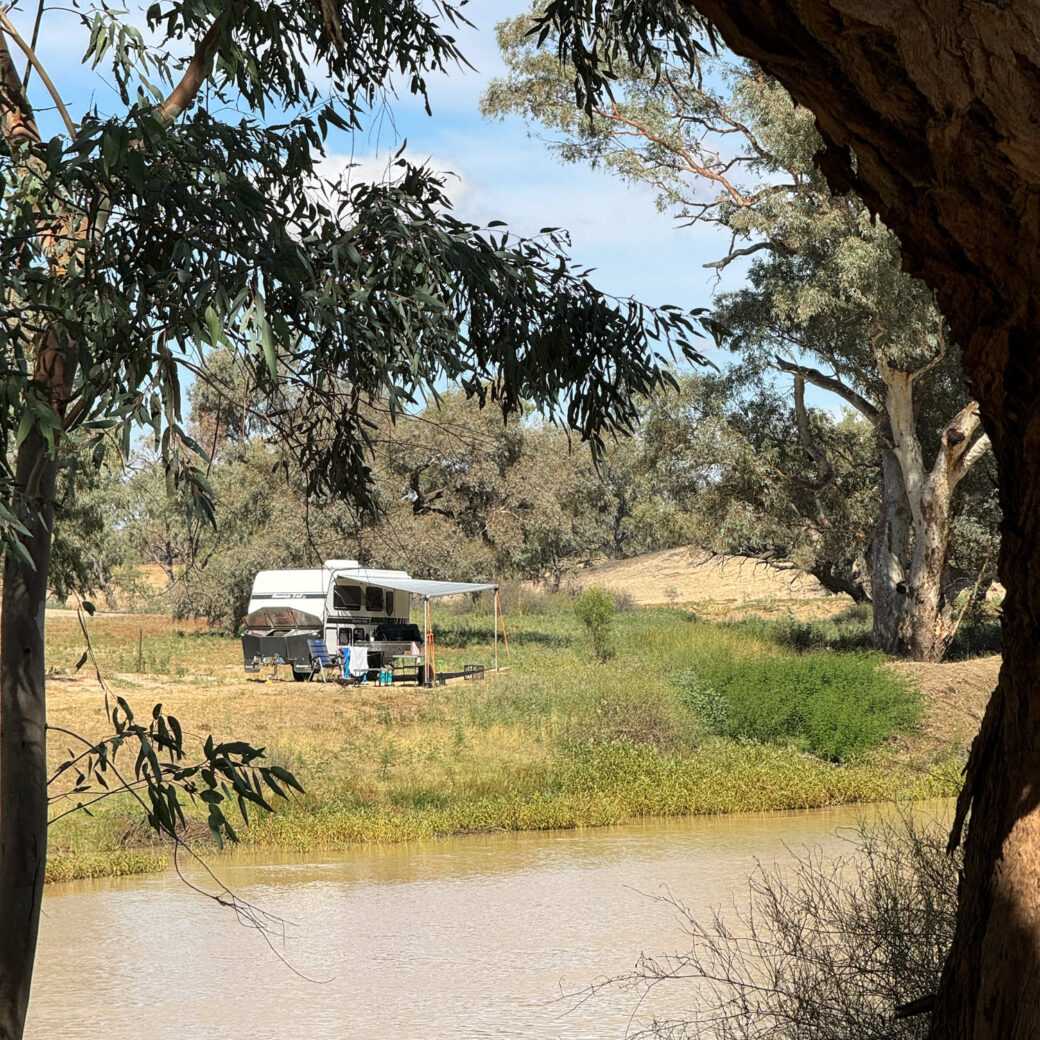 Town Common camping area in Innamincka, South Australia with scattered trees