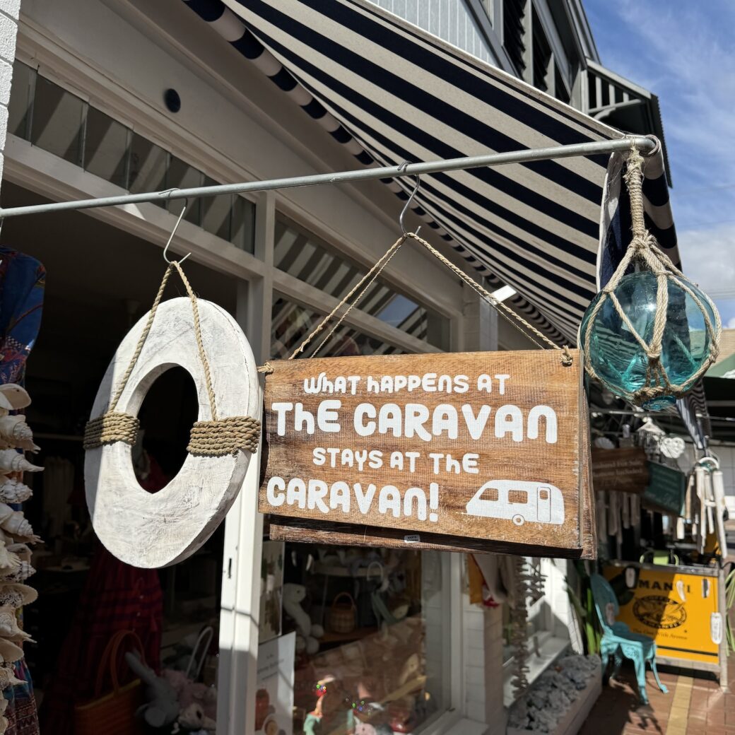 Local shops and cafes in Merimbula town centre near camping areas