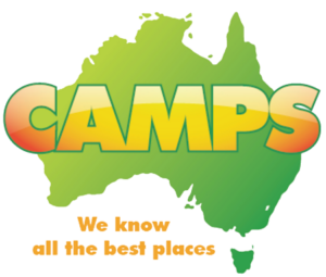 Original Camps Australia Wide logo design with compass and tent icon