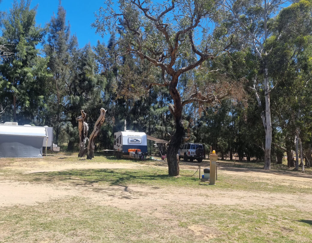 Spacious camping area with caravans at Willowbrook Farm Caravan Park