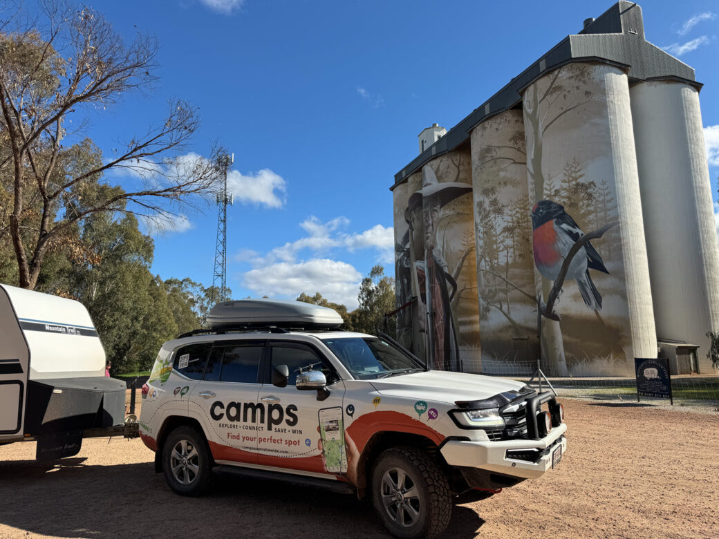 Colorful silo art mural in Wirrabara, South Australia