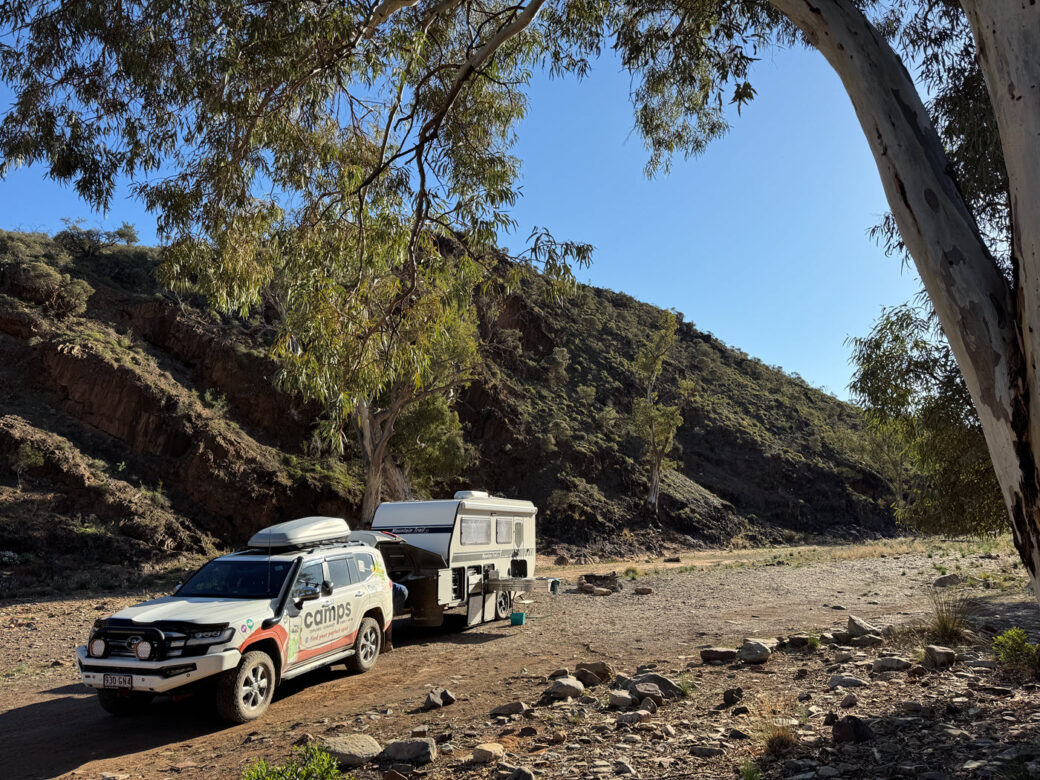 Scenic view of Parachilna Gorge freedom camping area in the Flinders Ranges, South Australia