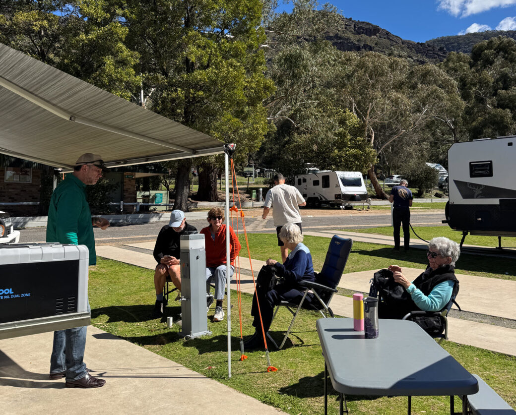Caravan park facilities in the Grampians, Victoria with mountain backdrop