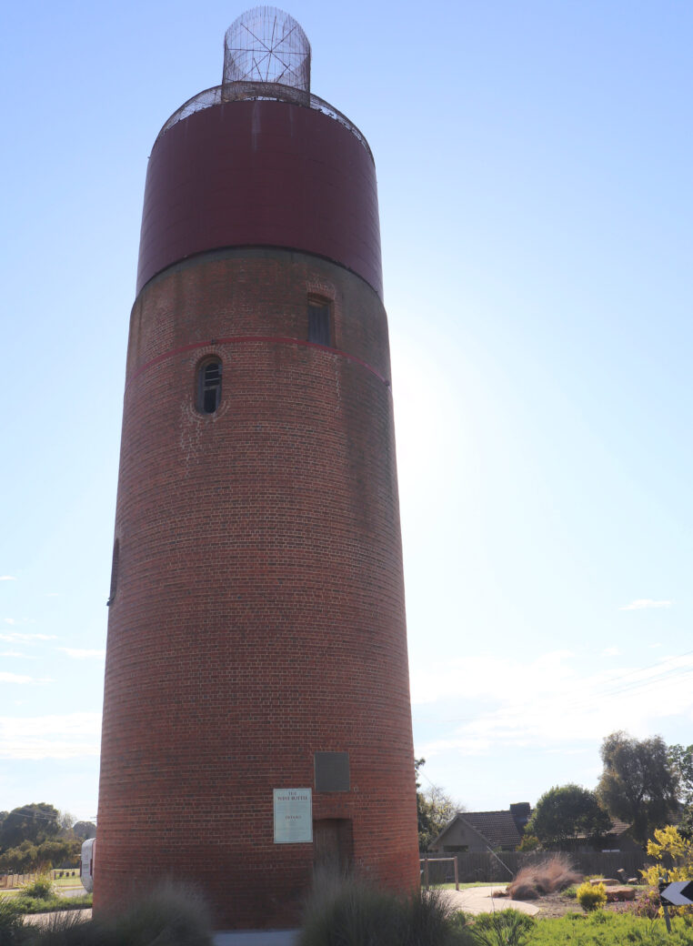 Historic winery buildings and grapevines in Rutherglen Victoria wine region