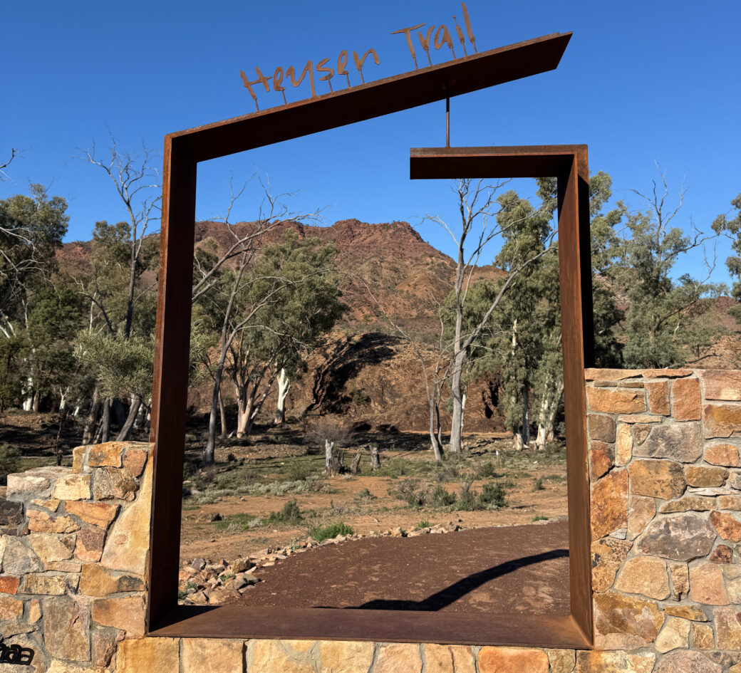 Heysen Trail end marker at Parachilna Gorge, Flinders Ranges walking destination