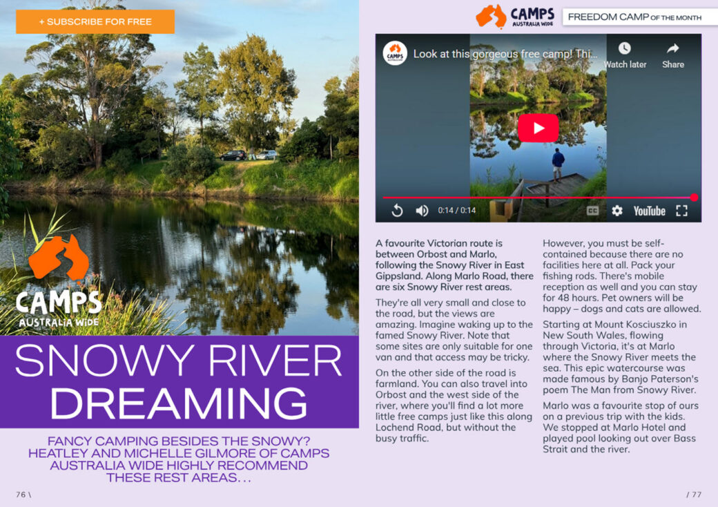 GoRV Freedom Camping of the Month Snowy River Rest Area