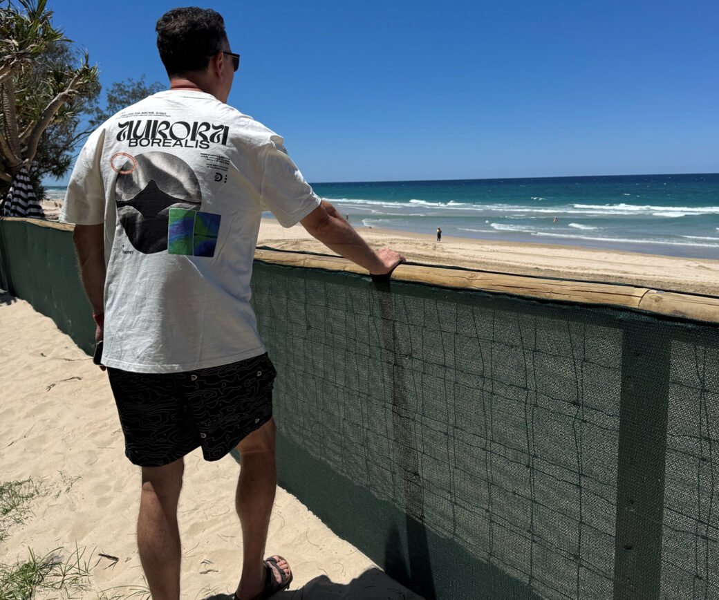 Heatley on the beach after media interview with nine news