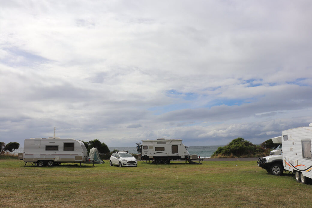 Midway Point free camping site at Sulphur Creek, Tasmania
