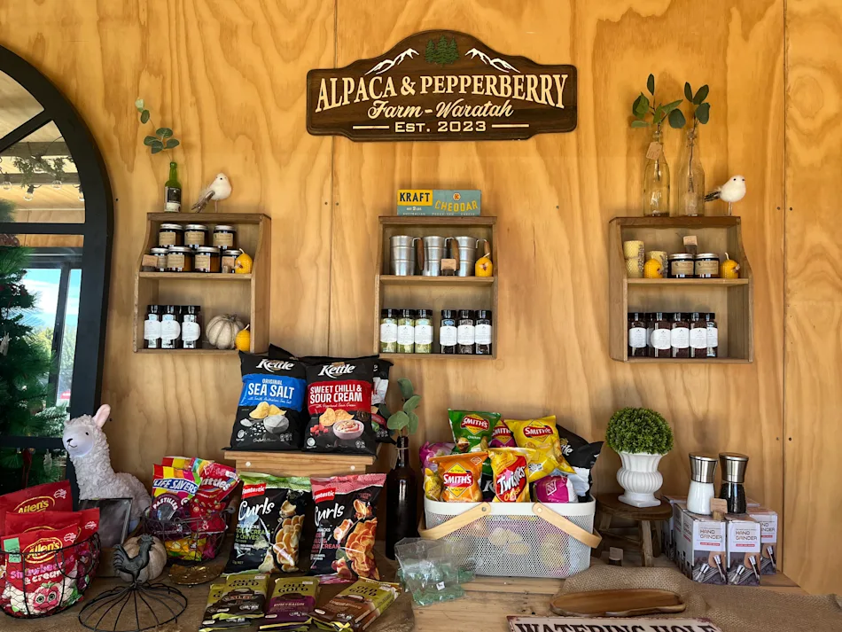 Farm facilities and grounds at Waratah Alpaca and Pepperberry Farm camping area