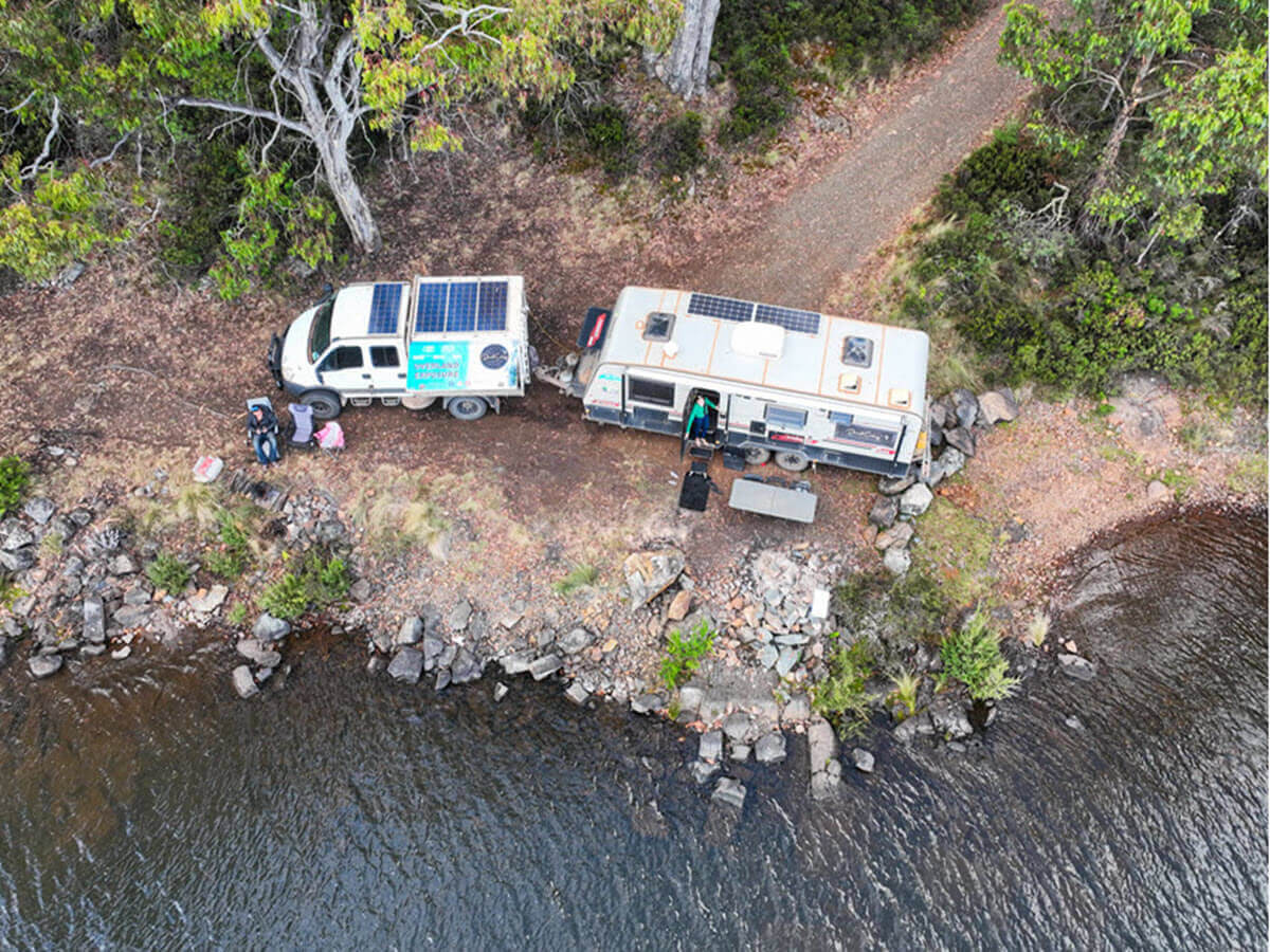 Free camp at Bronte Lagoon in the Central Highlands, Tasmania
